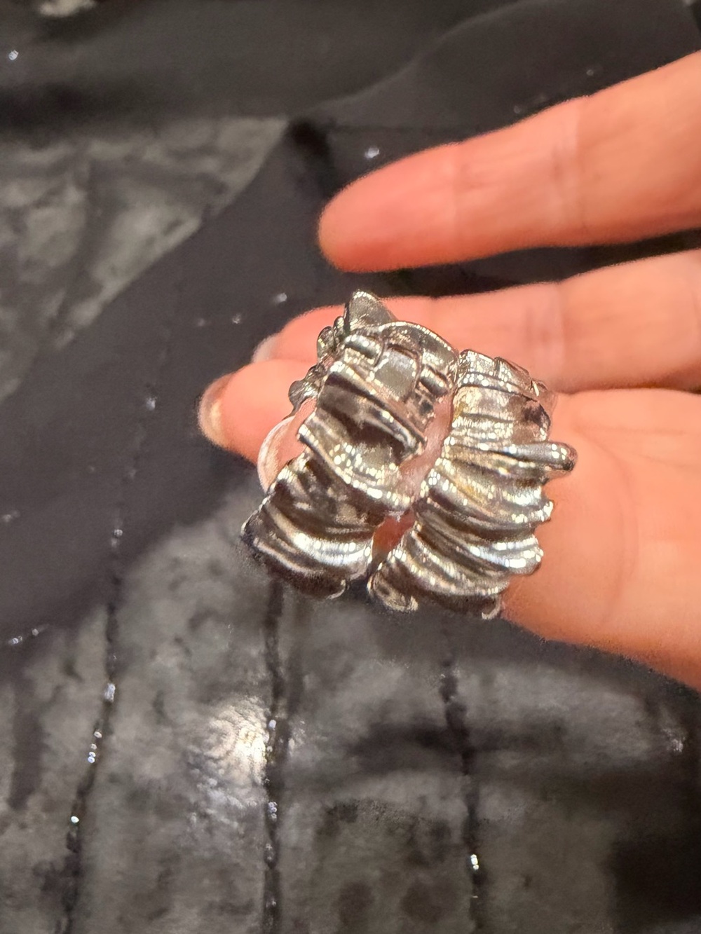 Silver Textured Hoop Earrings - Women Jewelry
